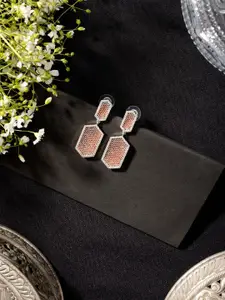 Niscka Silver-Plated Diamond Shaped Studs Earrings