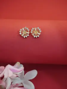 Niscka Cubic Zirconia Gold Plated Studs Earrings