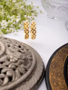 Niscka Gold-Plated Contemporary Hoop Earrings