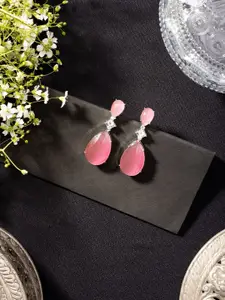 Niscka Rhodium-Plated Diamond Shaped Drop Earrings