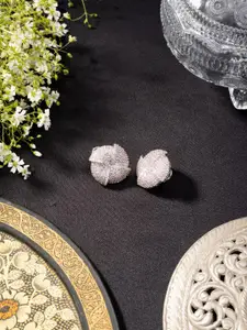 Niscka Silver-Plated American Diamond Studded Studs Earrings
