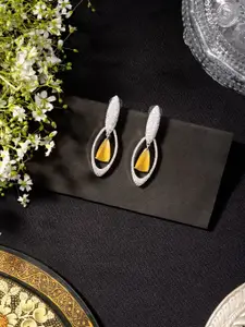 Niscka Rhodium Plated Drop Earrings