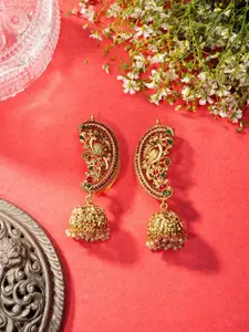 Niscka Gold-Plated Peacock Shaped Jhumkas