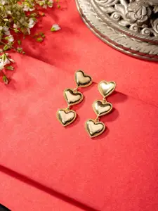 Niscka Gold-Plated Heart Shaped Drop Earrings