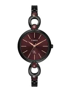 Timex Women Brass Dial & Bracelet Style Straps Analogue Watch TWEL18106