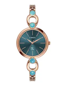 Timex Women Brass Dial & Bracelet Style Straps Analogue Watch TWEL18107