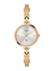 Timex Women Brass Embellished Dial & Bracelet Style Straps Analogue Watch TWEL18306