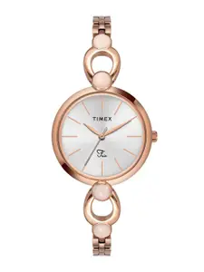 Timex Women Brass Dial & Bracelet Style Straps Analogue Watch TWEL18104