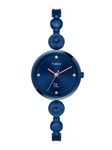 Timex Women Brass Dial & Bracelet Style Straps Analogue Watch TWEL18205