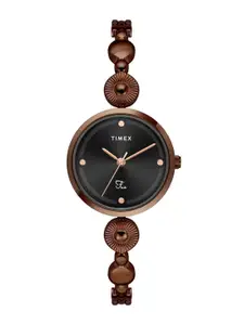 Timex Women Brass Dial & Bracelet Style Straps Analogue Watch TWEL18204