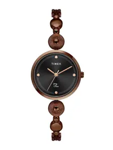 Timex Women Brass Dial & Bracelet Style Straps Analogue Watch TWEL18204