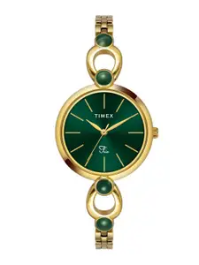 Timex Women Brass Dial & Bracelet Style Straps Analogue Watch TWEL18105