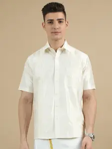 TATTVA Classic Spread Collar Short Sleeves Casual Shirt