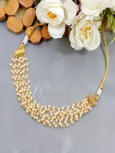 UNIVERSITY TRENDZ Gold-Plated Handmade Pearl Beaded Layered Necklace