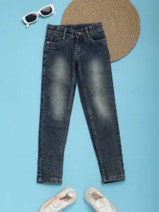 V-Mart Girls Slim Fit Mid Rise Clean Look Heavy Fade Denim Jeans
