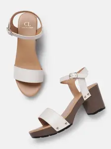 Carlton London Textured Open-Toe Block Heels