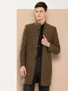 INVICTUS Mandarin Collar Slim Fit Longline Overcoat