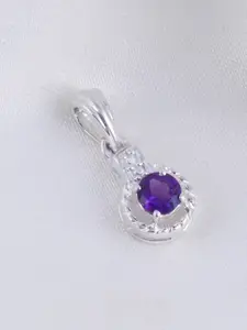 HIFLYER JEWELS 925 Sterling Silver Amethyst Studded Pendant With Chain