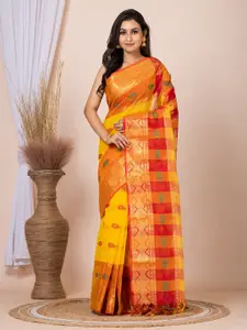 Laa Calcutta Ethnic Motifs Zari Pure Cotton Taant Saree