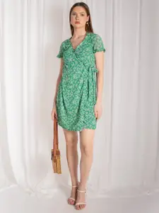 Stylecast X Hersheinbox Floral Print Ruffled Wrap Dress