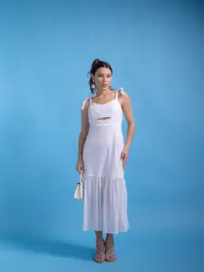 Stylecast X Hersheinbox White Embellished Midi Dress