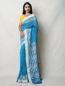 Unnati Silks Woven Design Zari Pure Linen Jamdani Saree