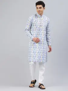 Majestic Man Men Geometric Embroidered Thread Work Kurta