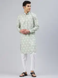 Majestic Man Men Ethnic Motifs Embroidered Thread Work Kurta