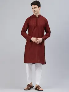 Majestic Man Men Ethnic Motifs Embroidered Chikankari Kurta