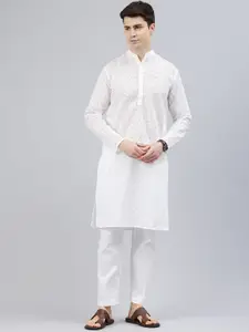 Majestic Man Men Geometric Embroidered Kurta