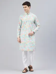 Majestic Man Men Geometric Embroidered Thread Work Kurta