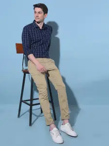 Crimsoune Club Resort Collar Slim Fit Checked Cotton Casual Shirt