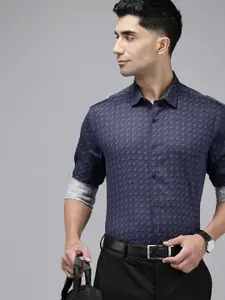 V Dot Slim Fit Opaque Printed Formal Shirt
