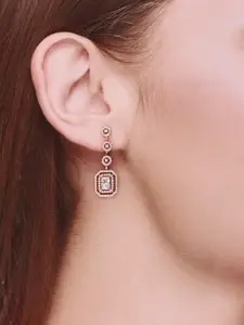 KAI JEWEL 92.5 Sterling Silver Rhodium-Plated Cubic Zirconia Studded Drop Earrings