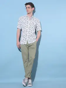 Crimsoune Club Resort Collar Slim Fit Floral Printed Casual Shirt