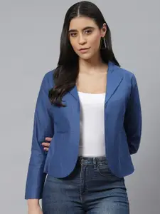 Cottinfab Notched Lapel Collar Pure Cotton Open Front Formal Blazer