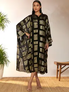 Masaba Ethnic Motifs Printed Kimono Sleeves Kaftan Midi Dress