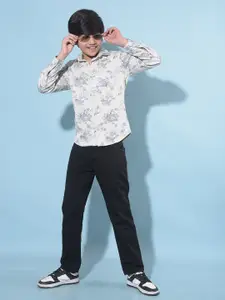Crimsoune Club Boys Classic Slim Fit Floral Printed Casual Shirt