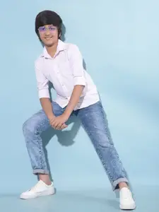 Crimsoune Club Boys Classic Slim Fit Geometric Printed Casual Shirt