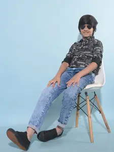 Crimsoune Club Boys Classic Slim Fit Floral Printed Casual Shirt