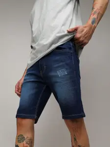 Campus Sutra Men Washed Denim Shorts