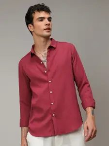 Campus Sutra Classic Spread Collar Long Sleeves Opaque Casual Shirt