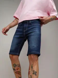 Campus Sutra Men Distressed Denim Shorts