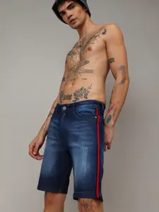 Campus Sutra Men Washed Mid-Rise Regular Fit Denim Shorts