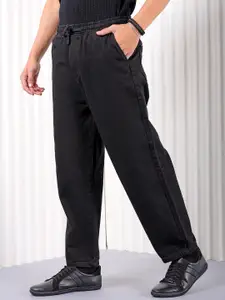 The Indian Garage Co Men Baggy Fit Cotton Elasticated Waist Jeans