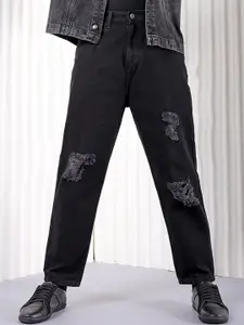 The Indian Garage Co Men Tapered Fit Highly Distressed Pure Cotton Jeans