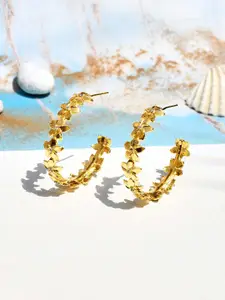 Voylla Gold Plated Contemporary Half Hoop Earrings