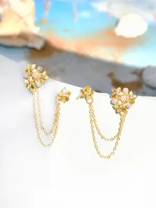 Voylla Gold Plated Contemporary Ear Cuff Earrings