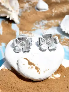 Voylla Rhodium-Plated Brass Contemporary Studs Earrings