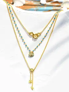 Voylla Gold-Plated Beaded Layered Necklace